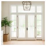 HOMEIDEAS Non-See-Through Sidelight French Curtains for Front Door, Light Filtering Privacy Semi Sheer Door Window Curtains with Rod Pocket and Tieback, 1 Panel, White, 26W X 72L Inch