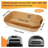 BYKITCHEN Air Fryer Liners for Ninja FG551/DG551/IG651 Foodi Smart XL Indoor Grill, Set of 100, Rectangle Air Fryer Parchment Paper Liners, Ninja Foodi XL Grill Accessories