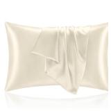 BEDELITE Satin Pillowcase for Hair and Skin, Super Soft and Cooling Similar to Silk Pillow Cases 2 Pack with Envelope Closure, Gift for Women Men(20\"x40\" King Size, Beige)