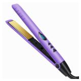 1 Inch Hair Straightener, Flat Iron Straightener & Curler 2 in 1, Rapid 15-Second Heat-Up Titanium Ceramic Ionic Dual Voltage Straightener for Less Frizz, Shines and Smooth, Styling Tools (Purple)