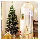 Arched Full Length Floor Mirror Full Body Standing Mirror,Gold