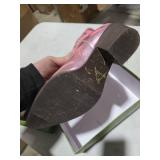 HOCHFART Cowgirl Boots For Women Embroidered Pointed Toe Western Boot Chunky Low Heel Pull-On Short Cowboy Boots Wide Calf Country Ankle Booties, Pink, Size 8