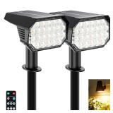 Brightown Solar Lights Outdoor Waterproof IP67, [Cool & Warm Light 2-in-1] Solar Spot Lights Outdoor, 2 Colors 3 Brightness Levels LED Outdoor Solar Lights for Yard Pathway Garden House, 2 Pack