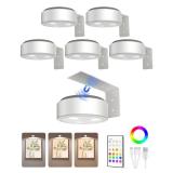 EZVALO Picture Lights for Wall, 2000mAh Rechargeable Battery Magnetic Poster Lights with 3 Color Temps & 12 RGB, Remote Dimmable Timer Painting Light, Wall Decor Light for Art Display, Frame (6 Pack)