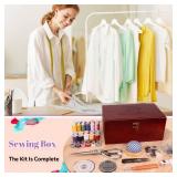 Handheld Sewing Machine, with Elegant Wooden Sewing Box and 153-Piece Sewing Kit, Mini Portable Cordless Hand Held Stitching Machine, Perfect for Adults, Beginners, and Quick Home Repairs