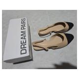 DREAM PAIRS Slingback Ballet Flats for Women Square Cap Toe Low Heel Dress Shoes Comfortable Work Flats for Office Party Wedding Business Casual,Size 7,Nude,DWUMFA2556