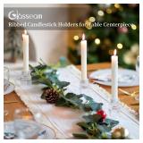 Glasseam Small Candle Stick Holder: Crystal Clear Glass Candle Holder Set of 10, Modern Taper Candle Holders for Table Centerpiece, Ribbed Tapered Candlestick Holders for Dining Room Decoration