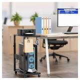 JANE EYRE Computer Tower Stand - Adjustable PC Tower Stand CPU Holder Cart with Charging Station for Office Home Classroom,23.03\"-28.3\" H, black