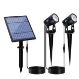 APONUO Metal Solar Spot Lights Outdoor with 9.8ft Cable Solar Powered Landscape Lighting Low Voltage IP65 Waterproof Auto On/Off for Outside Garden Yard Landscape Pathway Garage-Cool White(2-in-1)