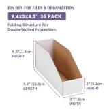 EXYGLO Cardboard Storage Bins 35 Pack, 9.4x3x4.5 Inch Cardboard Boxes, Corrugated Organizer Bins for Pantry, Shelves, Garage, Office, Shop, White
