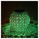 Solar Lantern Hanging Outdoor Christmas Decorative, Dual LEDs Dia 7.5ââ Color Changing and Cool White Crystal Globe Hanging Lights Waterproof with S Hooks Decor in Garden, Pathway, Front Doo