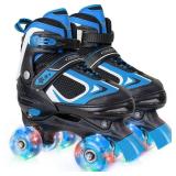 Kids Roller Skates for Boys - Blue for Toddler Little Kids Age 4 5 6 7- Adjustable All Light up Wheels Indoor Outdoor Sports Birthday Gift for Son and Grandson Small(10C-13C)