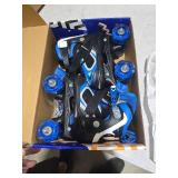 Kids Roller Skates for Boys - Blue for Toddler Little Kids Age 4 5 6 7- Adjustable All Light up Wheels Indoor Outdoor Sports Birthday Gift for Son and Grandson Small(10C-13C)