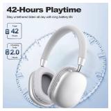 ZTOZ Wireless Headphones Over-Ear Bluetooth Adjustable 42 Hours of Listening Time Volume Control, Fitting in Gaming/Running/Sports Headphones for iPhone/Android/Samsung -Silver
