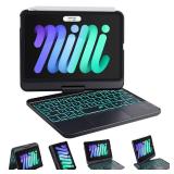 GreenLaw Keyboard Case for iPad mini 7 A17 Pro(2024) & Mini 6 (2021) 8.3\", 360Â° Rotate Case for iPad mini 7th/6th Generation, Touchpad Keyboard with 7 Color Backlit, Type-C Rechargeable, Black