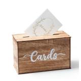 TelKeen Rustic Wedding Card Box for Reception, Wooden Card Box with Slot for Wedding Decor Party, Birthday, Bridal Shower, Baby Shower and Graduation Party