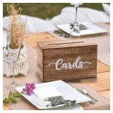 TelKeen Rustic Wedding Card Box for Reception, Wooden Card Box with Slot for Wedding Decor Party, Birthday, Bridal Shower, Baby Shower and Graduation Party