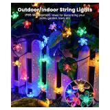 Brightown 60 LED Flower Solar String Lights Outdoor Waterproof Fairy Lights for Garden Yard Fence Patio Christmas Tree Wedding Party Decor, Multicolor