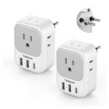 Switzerland Power Adapter 2 Pack, TESSAN Type J Adaptor with 4 Outlets 3 USB Charging Ports(1 USB C), Swiss Travel Plug for US to Switzerland, Liechtenstein, Rwanda