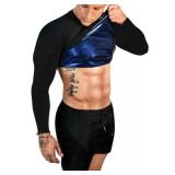 FUXERT Sauna Shirt for Men Long Sleeve Sauna Suit Heat Trapping Workout Shirts Sweat Enhance Vest for Workout Sports(BK XL)