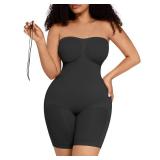 FeelinGirl Strapless Shortie Bodysuit for Women Tummy Control Shapewear Wedding Dress Body Shaper with Removable Straps S
