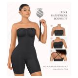 FeelinGirl Strapless Shortie Bodysuit for Women Tummy Control Shapewear Wedding Dress Body Shaper with Removable Straps S