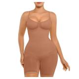 FeelinGirl Tummy Control Shapewear Bodysuit for Women Seamless Faja Hip Enhancer Thigh Slimmer Body Shaper Cinnamon Brown XS/S