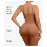 FeelinGirl Tummy Control Shapewear Bodysuit for Women Seamless Faja Hip Enhancer Thigh Slimmer Body Shaper Cinnamon Brown XS/S
