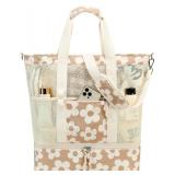 Bluboon Mesh Beach Tote Bag with Cooler Compartment Insulated Detachable Picnic Bag with Zipper and Pocket Pool Bag for Women