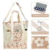 Bluboon Mesh Beach Tote Bag with Cooler Compartment Insulated Detachable Picnic Bag with Zipper and Pocket Pool Bag for Women