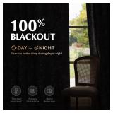 FMFUNCTEX 100% Blackout Floral Curtains for Bedroom, Grey Curtains 90 inches Long Blossom Flower Patterned for Living Room,Thermal Insulated Farmhouse Drapes, Grommet Top 2 Panels (White on Grey)