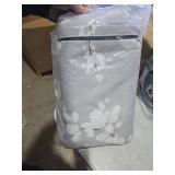 FMFUNCTEX 100% Blackout Floral Curtains for Bedroom, Grey Curtains 90 inches Long Blossom Flower Patterned for Living Room,Thermal Insulated Farmhouse Drapes, Grommet Top 2 Panels (White on Grey)