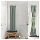 PONY DANCE Sega Green Blackout Curtain for French Door - Thermal Insulated Window Shade with Tieback, Privacy Panel for Sidelight or Front Door, W25 x L50 Inches, 1 Panel