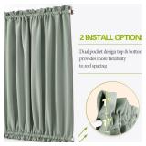 PONY DANCE Sega Green Blackout Curtain for French Door - Thermal Insulated Window Shade with Tieback, Privacy Panel for Sidelight or Front Door, W25 x L50 Inches, 1 Panel
