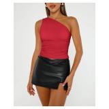 Trendy Queen Womens Going Out Tops Summer Spring Tank Crop Outfit Cute Y2k Shirts Corset Fashion Workout Clothes 2025 Red M