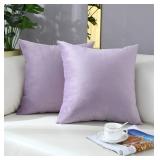 mixeoo Comfy Lavender Throw Pillow Covers Decorative Square Solid Thick Velvet Super Soft Cushion Cases Home Decor for Sofa Couch Living Room Chair, Set of 6, 18 x 18 Inch