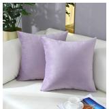 mixeoo Comfy Lavender Throw Pillow Covers Decorative Square Solid Thick Velvet Super Soft Cushion Cases Home Decor for Sofa Couch Living Room Chair, Set of 6, 18 x 18 Inch