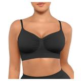 FeelinGirl Bras for Women No Underwire Push Up Full Coverage Wireless Comfortable Bralettes Black Large