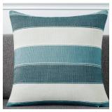 AmHoo Pack of 2 Farmhouse Stripe Check Throw Pillow Covers Set Case Cotton Linen Decorative Pillowcases Cushion Cover for Couch Bench Sofa 20x20Inch Teal Blue