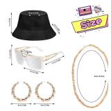 80s 90s Outfit for Women, Unisex Hip Hop Costume Baseball Jersey Shirt Yoga Pants Bucket Hat Gold Chain Rapper Accessories XL