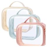 PACKISM TSA Approved Toiletry Bag 3 Medium, Clear Makeup Bags with Handle Large Opening, Clear Toiletry Bags Fit Carry-on Travel Essentials, Quart-sized Travel Bags for Toiletries, Multicolor