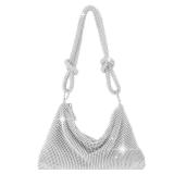QLBO Silver Purse Rhinestone Purse Silver Clutch Sparkly Bag 10.2"x0.4"x6.69"