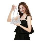 QLBO Silver Purse Rhinestone Purse Silver Clutch Sparkly Bag 10.2"x0.4"x6.69"