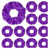 Taiyin 24 Pcs Shiny Metallic Scrunchie Solid Scrunchies Christmas Hair Ties Hair Elastics Accessories Elastic Band for Women Gym Dance Cheerleading Softball Volleyball Baseball Team(Purple)