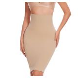 JOYSHAPER Shapewear Dress Half Slip for Women Under Dresses Half Skirt High Waist Slips Dress Built in Shapewear Nude L