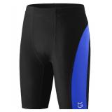 G Gradual Boys Swim Jammers Youth Competitive Swim Team Trunks Quick Dry Stretch Racing Swimsuit Swimming Shorts for Boy(Black/Blue,L)