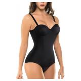 BRABIC Bodysuit Shapewear for Women Tummy Control Dress Backless Bodysuit Tops Body Shaper with Built-in Bra (Black, Medium)
