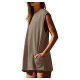 Nirovien Lounge Sets for Women Two Piece Workout Sets with Pockets Summer 2 Piece Outfits Matching Set(Brown,M)