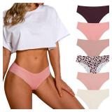 SHARICCA Women Seamless Cheeky Bikini No Show Panties Ladies Invisible Breathable Hipsters Soft Stretch Underwear 6 Pack (6P15,S)