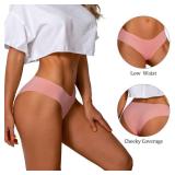 SHARICCA Women Seamless Cheeky Bikini No Show Panties Ladies Invisible Breathable Hipsters Soft Stretch Underwear 6 Pack (6P15,S)